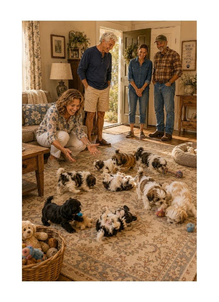 Shih Tzu puppies being chosen for their forever home